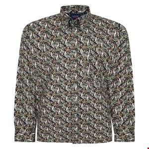 Espionage Stretch Cotton Bird Print L/S Shirt
